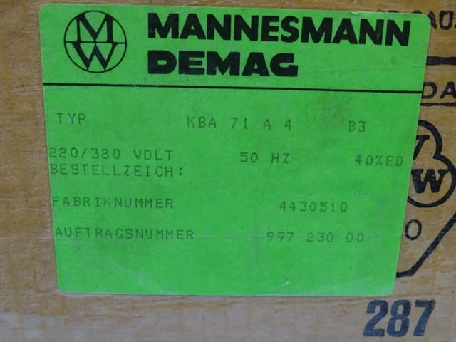 Ел. двигател Mannesmann DEMAG KBA 71 A 4 220/380V 0.48kW, град Пловдив | Промишлено Оборудване - снимка 11