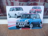 Метална табела кола Mini Cooper Мини Купър бял син червен