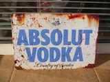 Метална табела Vodka Absolut Sweden водка Абсолют ръждив ефект алкохол
