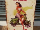 Метална табела Vespa Ti Amo итлианка на ретро мотопед скутер готина