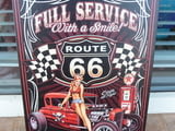 Метална табела кола Route 66 Пълно обслужване еротика механик усмивка гориво