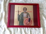 Икона на Свети вкм. Мина, репродукция с дървена рамка и стъкло